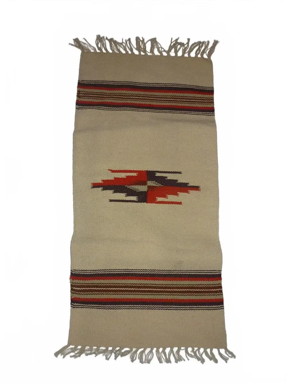 Vintage Ortega Chimayo‎ Handwoven Small Runner Wool Rug 14x31